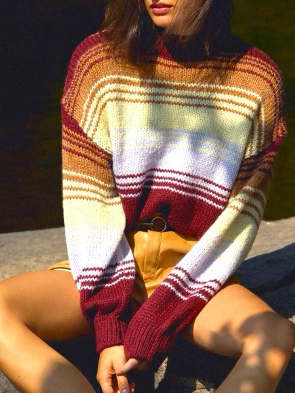 Callahan Anthropologie Oversized Chunky Striped Sweater XL Cozy Knit Pullover